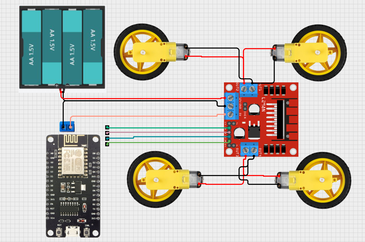 Wi-Fi Car Circuit Diagram: NodeMCU to Motor Driver